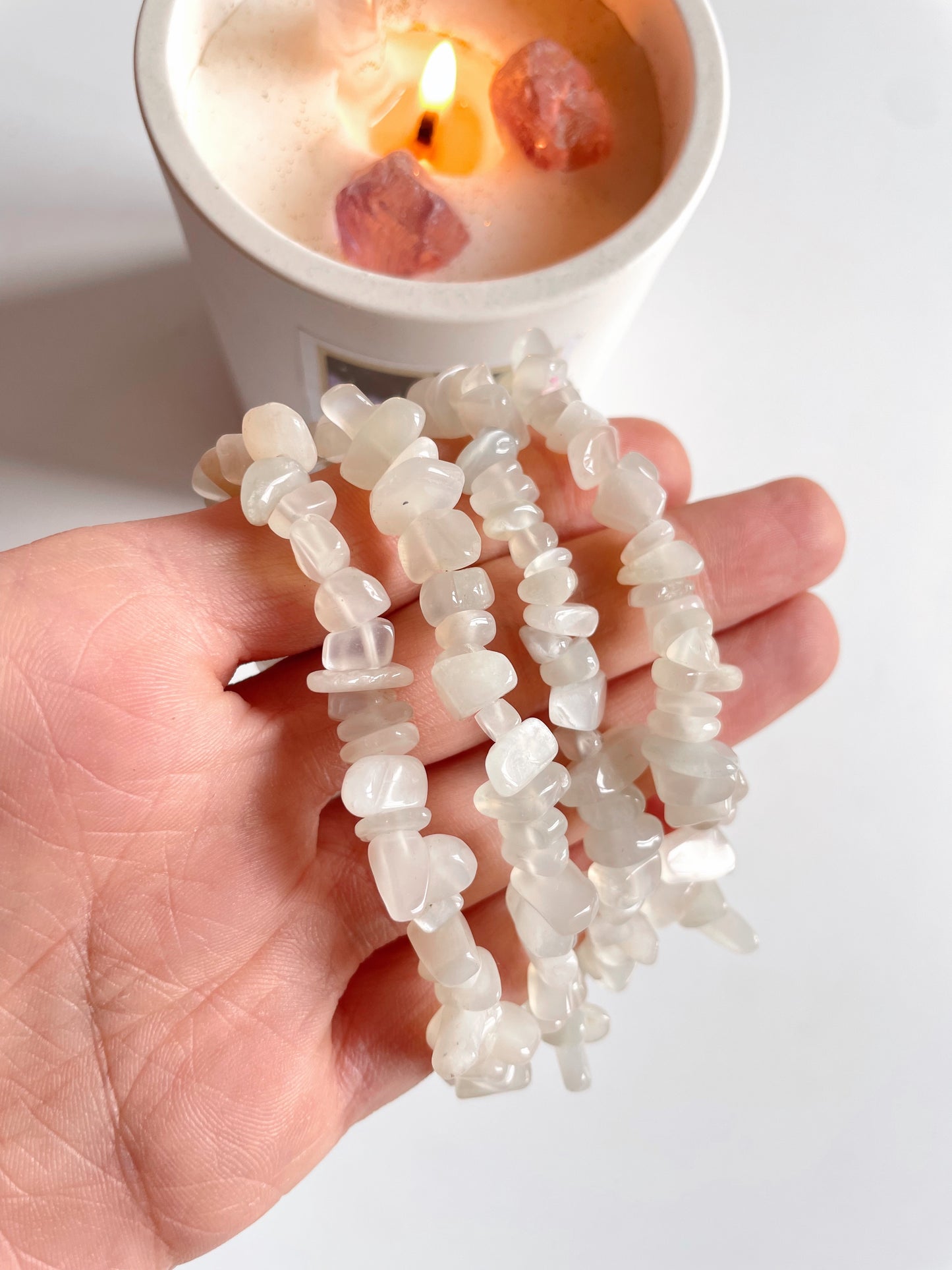 Bracciale Chips Pietra di Luna Verde