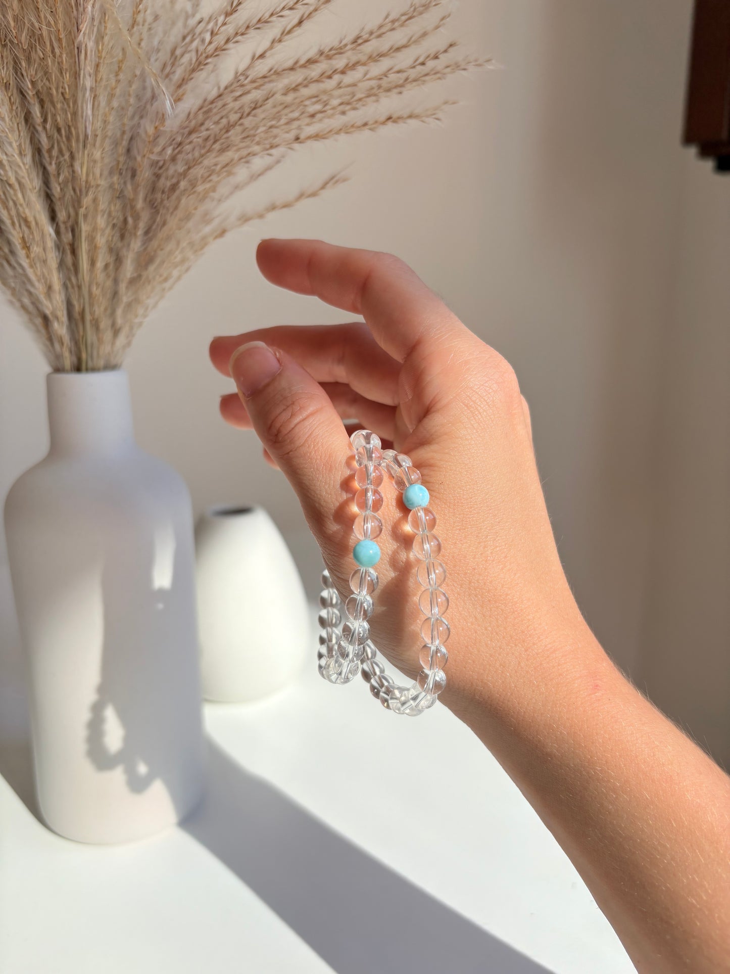 Bracciale Quarzo Ialino e Larimar