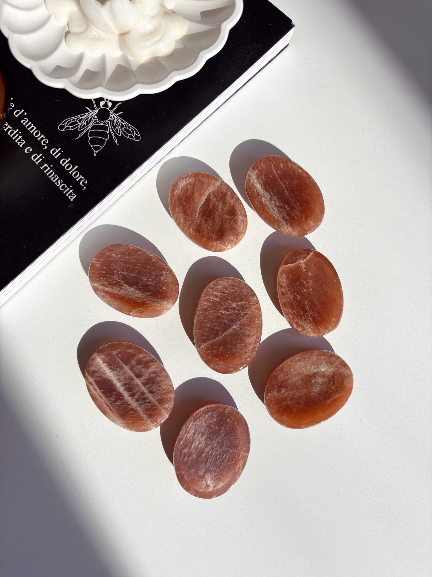 Worry Stone Pietra di Luna Pesca e pietra del Sole