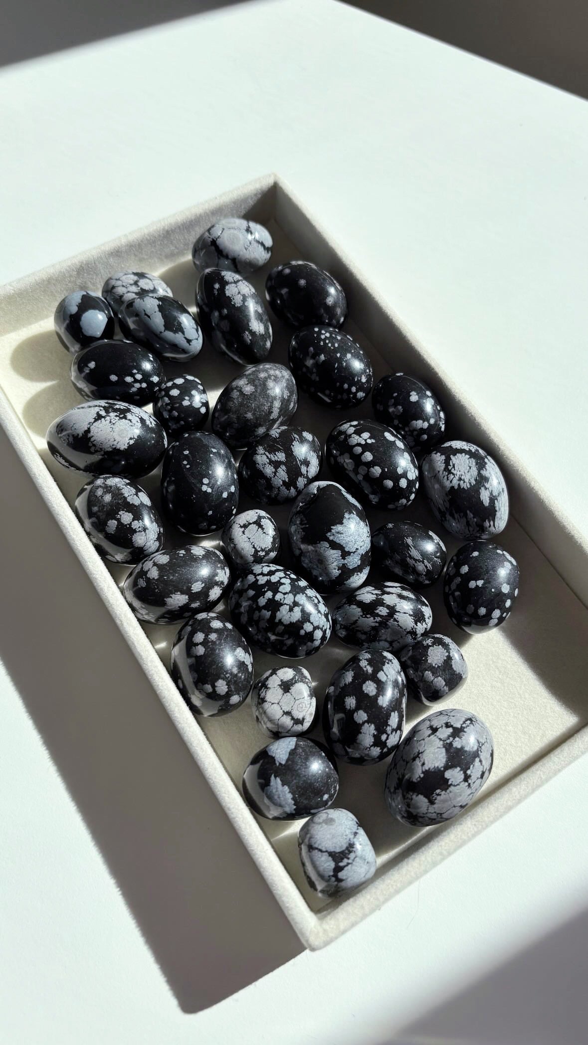 Burattate Ossidiana Fiocco di Neve