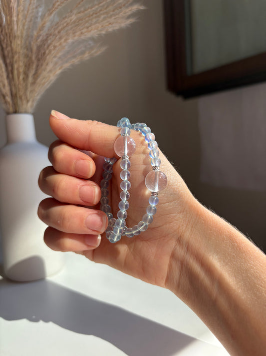 Bracciale Acquamarina e Quarzo Ialino