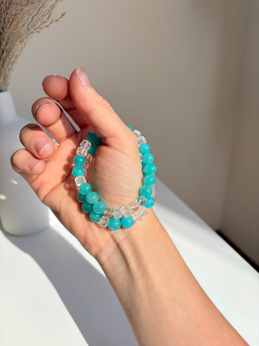 Bracciale Amazzonite e Quarzo Ialino