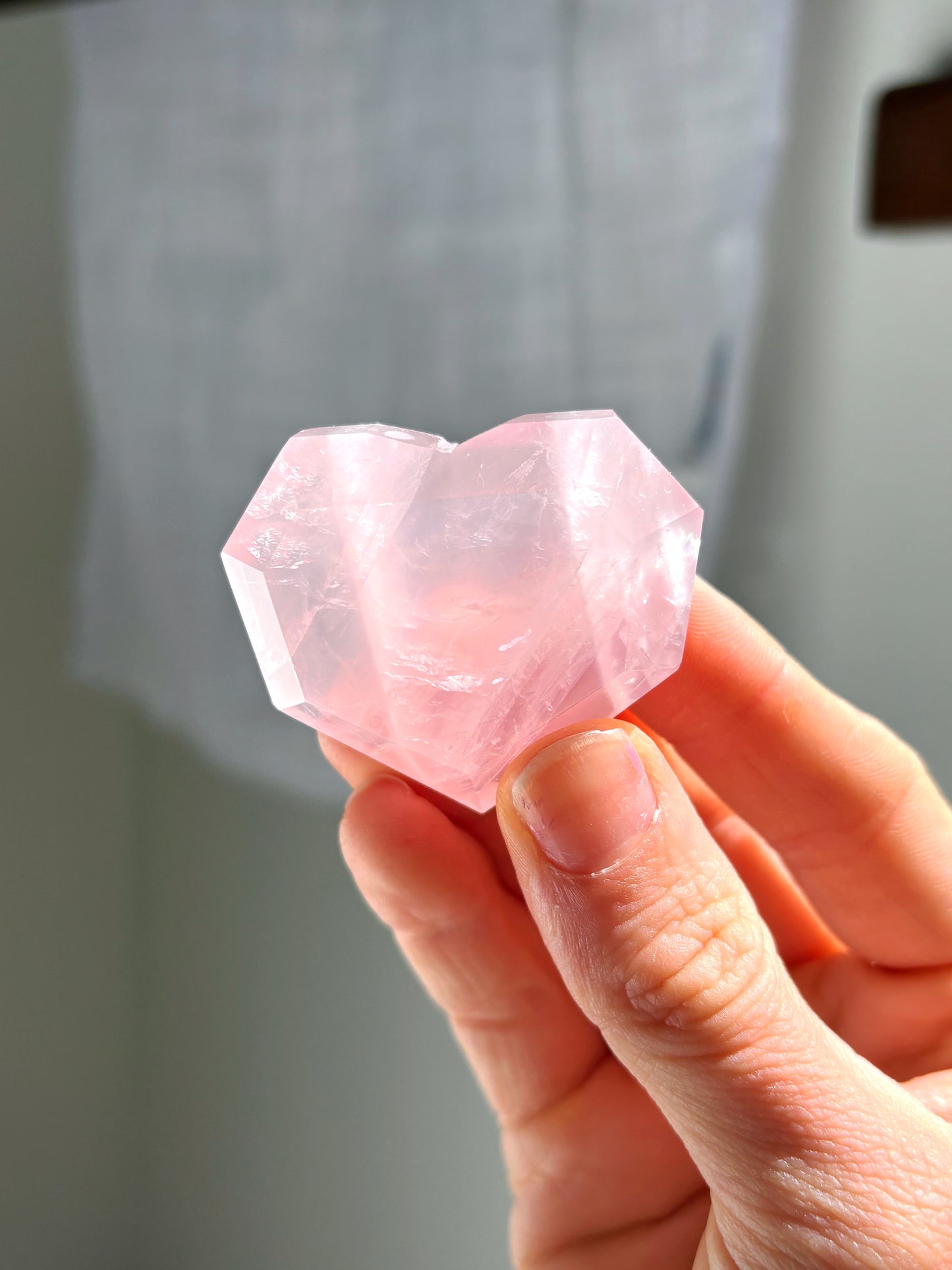Cuore sfaccettato Quarzo rosa 1