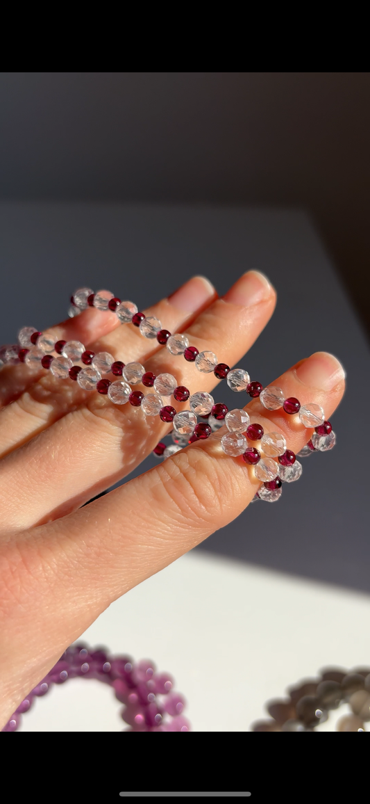 Bracciale Quarzo sfaccettato e Granato